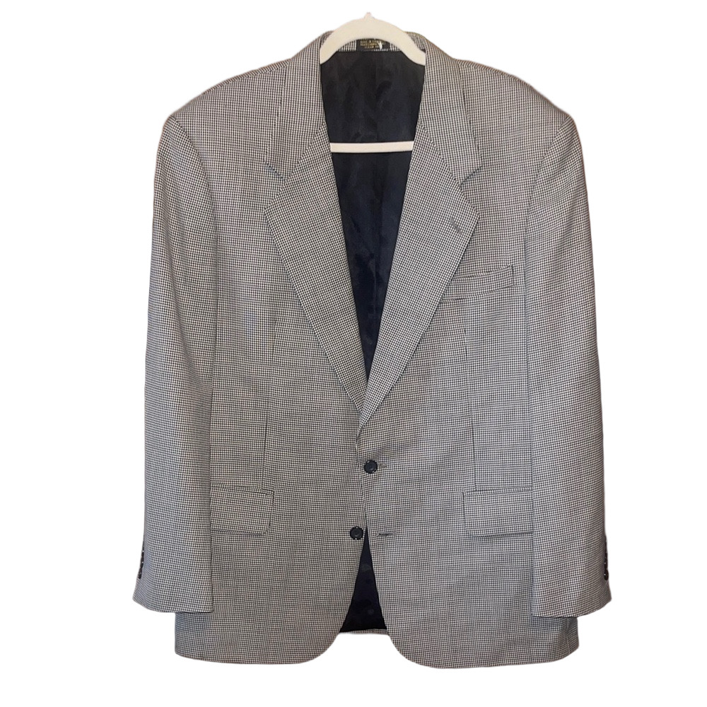 Vintage Oscar de la Renta Gray Houndstooth Checkered Blazer - Size 40R